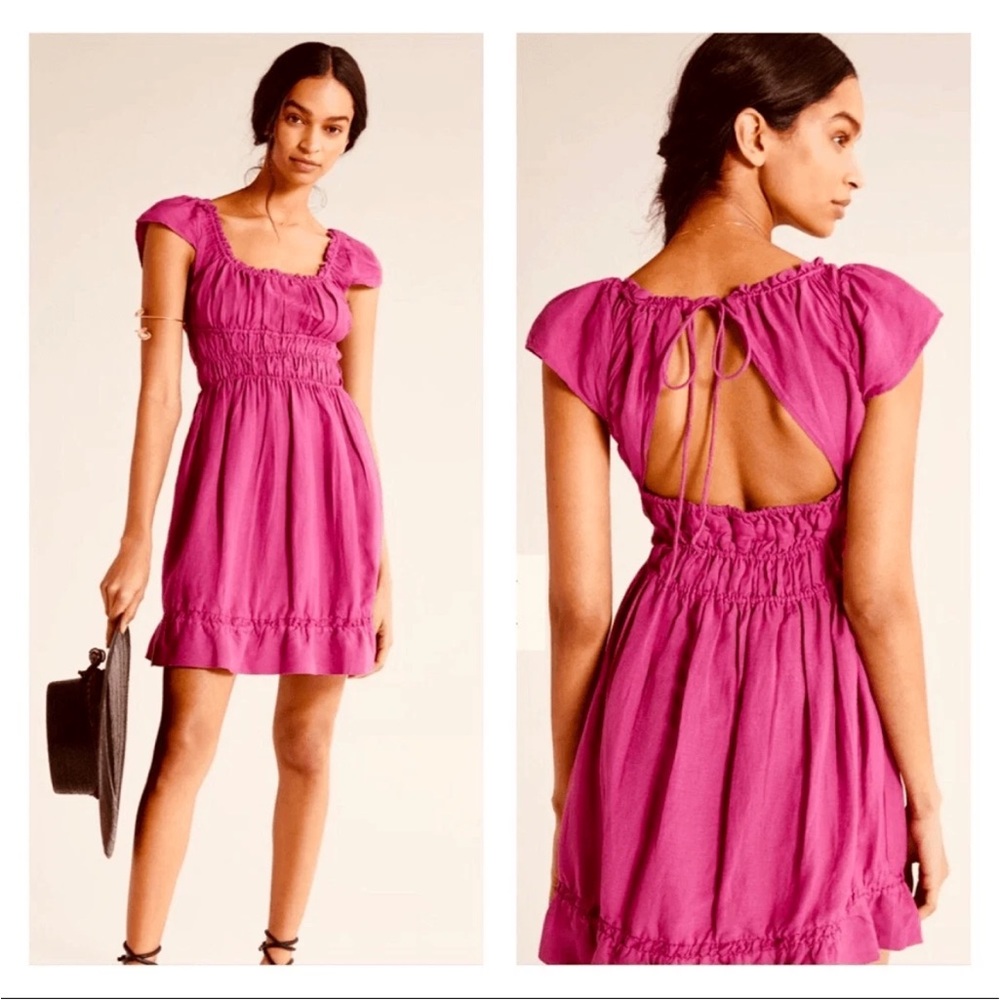 Anthropologie Pink Ruffled Backless Sundress